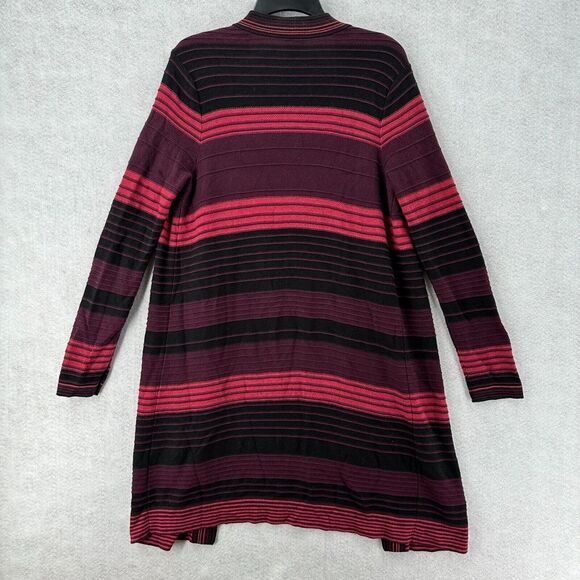 Chicos Cardigan Sweater Womens‎ 1 (MEDIUM) Long Sleeve Striped Pink Open Front - Picture 2 of 16